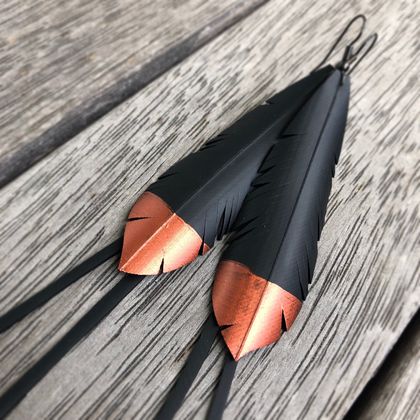 Dipped feather & frill earrings, up-cycled