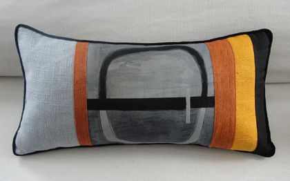 'Black Arch, half light with silk' Display cushion