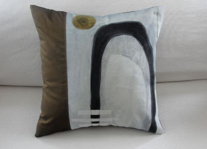 'Black Arch, Gold Orb' square display cushion