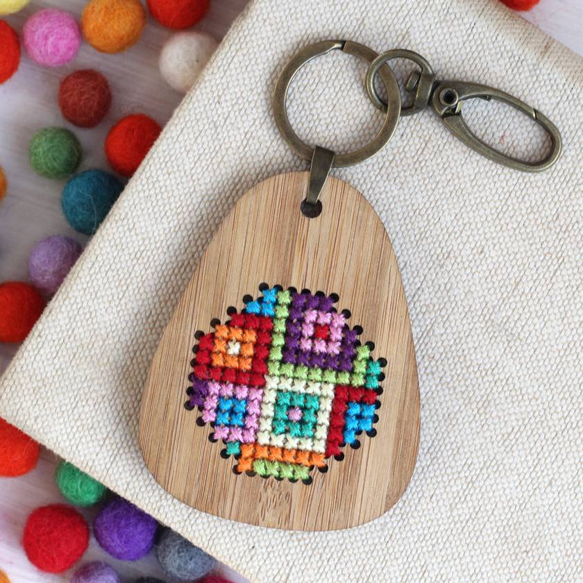Diy Cross Stitch Keychain Kit  Cross Embroidery Keychain
