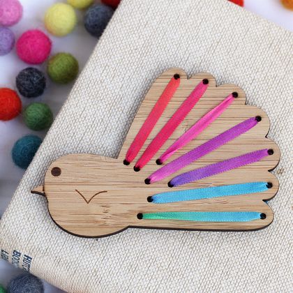 Piwakawaka Fridge Magnet Kit  ~ Modern DIY Silk Ribbon Embroidery Kit 