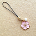 Sakura cellphone charm: pale pink blossom and pearl