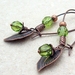 Green Forest: elfin green & antiqued copper earrings with leaf charms