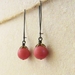Cranberry earrings: vintage, light red beads on bronze ear-wires – last pair! 