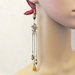 Goldfish Collection Earring #2: eclectic statement earring with vintage fish, green cloisonné, and yellow glass