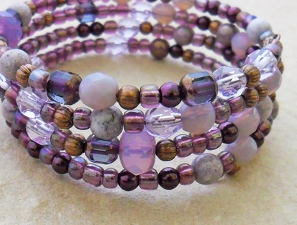 Purple Dusk bracelet: wrap bracelet in purple, mauve, and copper