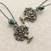 Mighty Tree earrings in bronze with sparkly Czech glass in 'green iris'