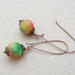 Tropical Fruit earrings: dyed jade beads on long, antiqued copper ear-wires