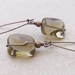 Lin earrings in smoky grey: simple, smooth glass beads on long copper ear-wires 