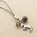 Rearing Pony cellphone charm with rhyolite stone and sparkly brown glass