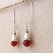 Carneole earrings: silver-capped orange carnelian beads and silver plated ear-wires 