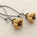Caramel Flowers earrings: caramel-coloured glass blossoms on long ear-wires
