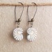 White Nautilus earrings: Czech glass shells on long ear-wires