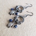 Turtle Cluster earrings: silver sea-turtle charms with blue sodalite stone