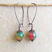 Tropical Fruit earrings: dyed jade beads on long, antiqued copper ear-wires