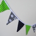 Navy, Green  and Raccoon and Fox Print Fabric Bunting ** Personalise with extra .50c per letter**