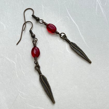 Glass Feather Earrings