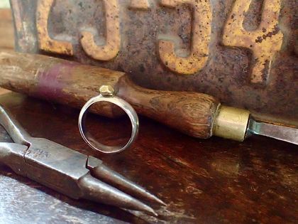 Handmade Sterling Silver Brass Bobble Ring 