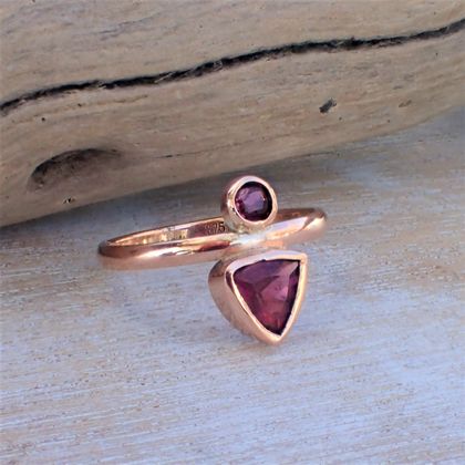 Handmade 9ct Gold Ruby and Rubalite (Pink Tourmaline) Ring