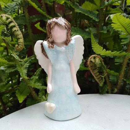 Porcelain Angel Figurine - Light blue dress