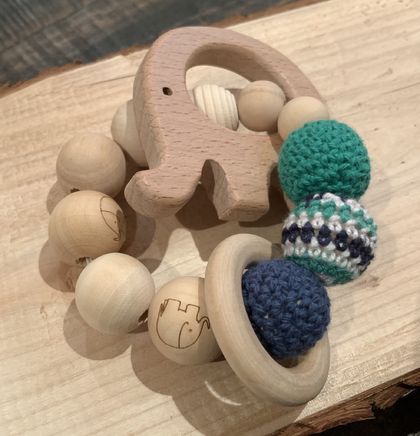 Natural Wooden, Teether Rattle