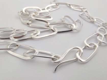 Handforged silver chain - oval links