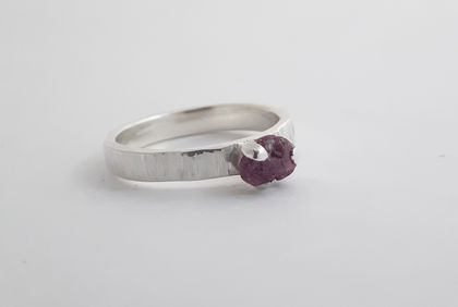 Sterling silver ring with rough ruby