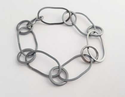 Oval link chain bracelet - oxidized
