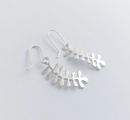 Silver Kowhai leaf earrings