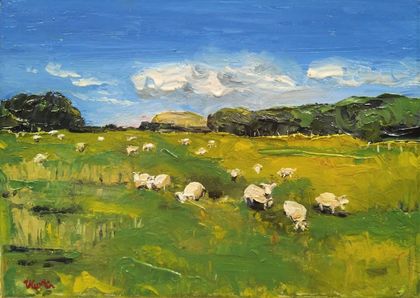 Ambury Farm, New Zealand - original oil painting, by Vicky Curtin.