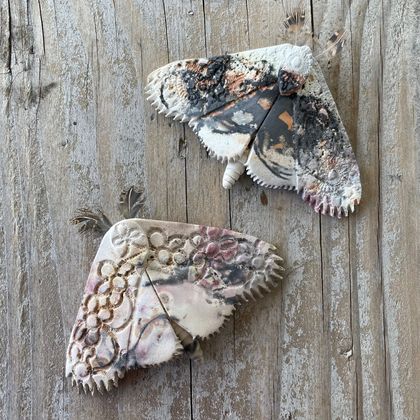 Out of the Ashes Ceramic Moths  - Pair