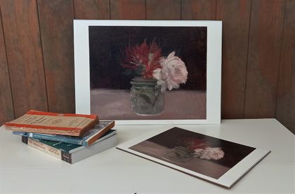 A4 Fine art Giclee Print "Rose and Pohutukawa"