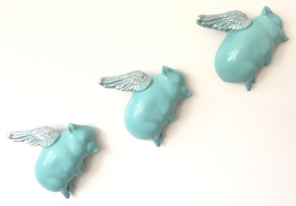 Oink Flying Pigs - Teal & Silver