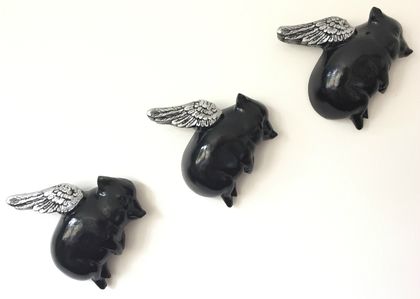 Oink Flying Pigs - Black & Silver