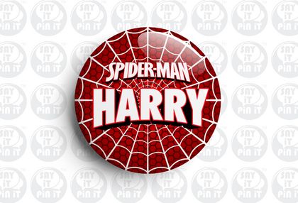 Spiderman Custom Theme Name Badge 50mm/2 Inch Button Pin Backed Badge