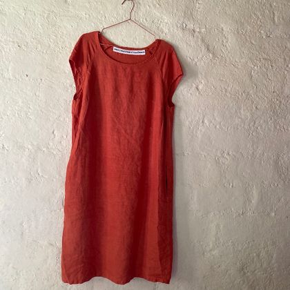 a linen dress naturally dyed with madder