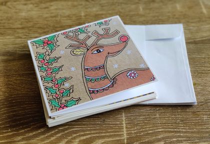 10 Christmas cards in Madhubani (Indian art) style