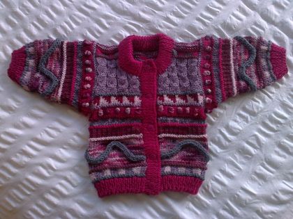 Boysenberry Ripple - Hand knitted - Wool - Cardigan