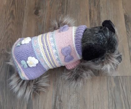 Dog Coat - Hand knitted -Wool - Pastel