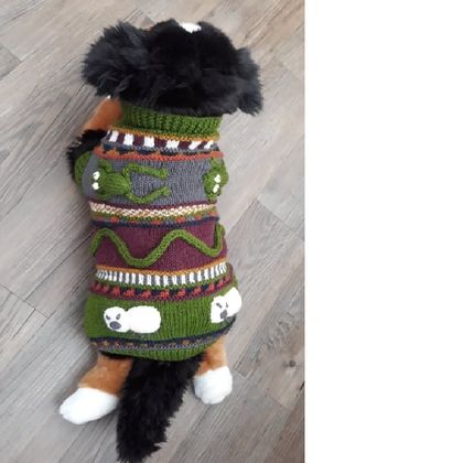 Dog Coat - Wool -Hand knitted - Farm Pond