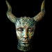 Lucifer in Blue and Gold, Ceramic Figurative Sculpture with Horns by Karen Wilde