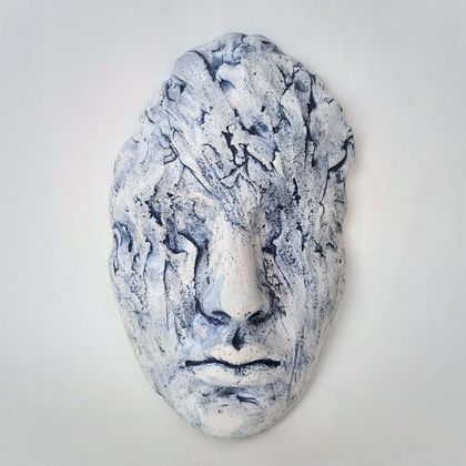 "Dreamer" Original ceramic sculpture face wall art