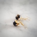 Black Tourmaline and Pure Gold Flakes in Sphere Resin Earrings