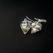 NZ Genuine Greenstone/Pounamu and Pure Silver Flakes in Resin Earrings (Diamond shape)