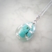 Turquoise and Silver Leaf in Resin Necklace ( Teardrop )