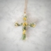 NZ Greenstone(Pounamu) and Pure Gold Leaf In Resin Necklace ( Cross )