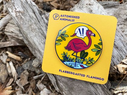Flabbergasted Flamingo - Astonished Animals Enamel Pin