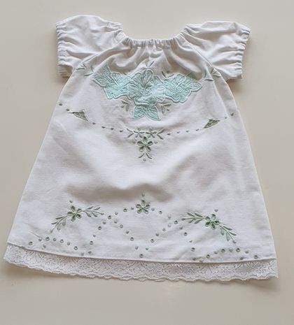 Baby Dress 0-3m Upcycled Tablecloth 