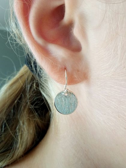 Sterling Silver textured  disc earrings 