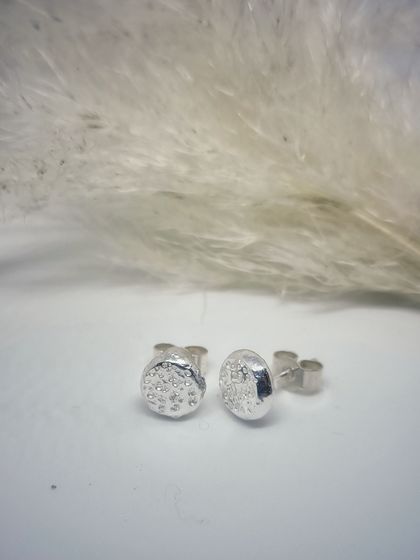 Sterling silver pitted surface stud earrings